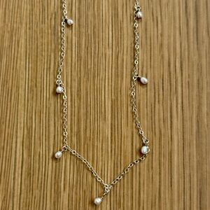 Petite Freshwater Pearl Droplets Sterling Silver Wedding Necklace